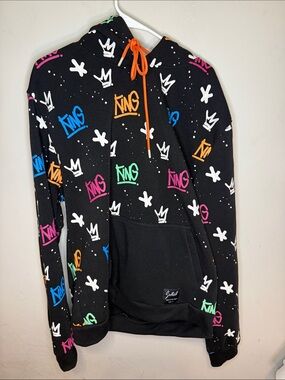 Switch Black Graphic Hoodie with Multicolor Graffiti Print